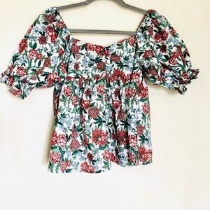 Janie and Jack floral puff sleeve top girls size 12